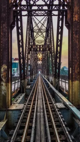 Train street over Long Bien bridge