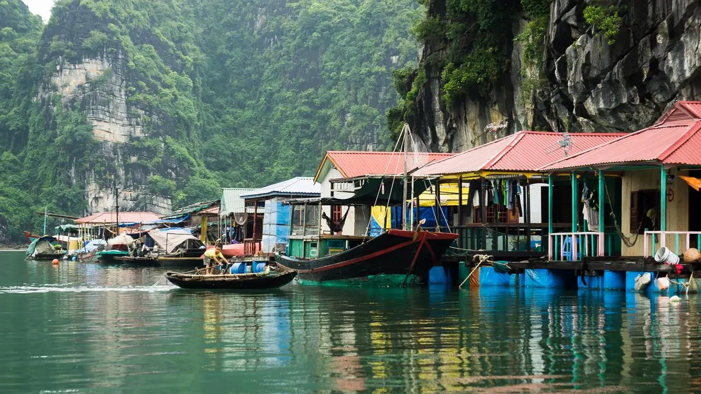 Halong Bay Day Cruise Price & Tour options 17 Cua Van Fishing Village in Ha Long Bay.