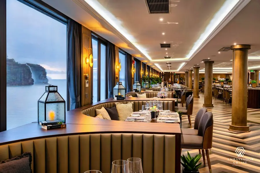 Halong Bay Day Cruise Price & Tour options 19 The restaurant on the Ha Long Bay cruise ship